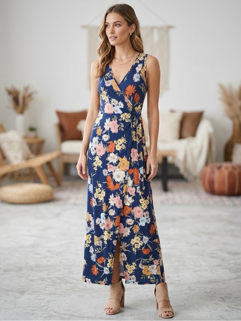 JESSICA SIMPSON FAUX WRAP MAXI size XS